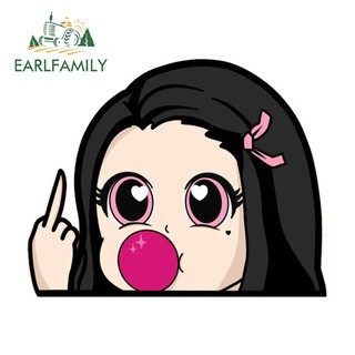 EARLFAMILY 13cm x 11.1cm Cho Demon Slayer Nezuko Peek Ngộ nghĩnh Dán Xe Máy Decal Tủ Lạnh Windows Chống Thấm Nước Trang Trí