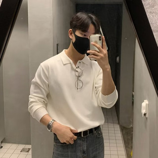 Mùa Thu Đông Dệt Kim Ve Áo Len Dài Tay Áo Len Polo Áo Nam Retro Màu Trơn Dệt Kim Dạo Phố Mùa Xuân Thu Thường Ngày Thời Trang Nam