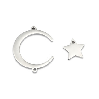 1 Chiếc Thép Không Gỉ Cao Cấp Năm Cánh Ngôi Sao Hình Mặt Trăng Quyến Rũ Mặt Dây Chuyền Cho Người Yêu Tự Làm Vòng Cổ Vòng Tay Trang Sức Làm