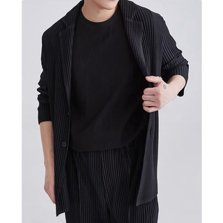 Miyake Áo Khoác Vest Dáng Rộng Xếp Ly Thời Trang Cao Cấp Lịch Lãm Cho Nam