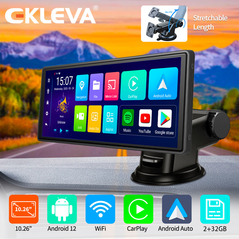 Ảnh Ekleva 10.26 Inch Dash Cam Android 12 2 + 32GB 5G WiFi Xe DVR 8 Core GPS FM Aux Có Đĩa U Gương Chiếu Hậu 5.1 Cuộc Gọi Điện Thoại Bluetooth Gắn Đặc Biệt 1