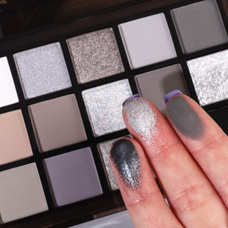 Bảng phấn mắt màu đen khói UCANBE, 15 màu Dark Shimmer Matte Metal Makeup Pallet, Bạc xám sắc tố cao