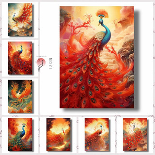 MOZI✨Phượng hoàng rực lửa 40*50cm tranh tô màu theo số nhân vật hoạt hình tranh sơn dầu số  sơn acrylic  tranh số hoátô màu theo số Tranh Sơn Dầu Tự Làm Hình Phượng Hoàng Phong Cách Mới