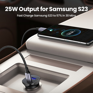 UGREEN 30W Sạc Xe Hơi Cổng Kép QC 3.0 Sạc Nhanh Cho iPhone 13 12 Xiaomi Huawei Samsung Supercharge Type C Char