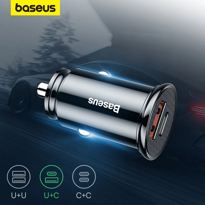 Cốc sạc nhanh BASEUS 2 cổng 30W 4.0 cho samsung xiaomi huawei