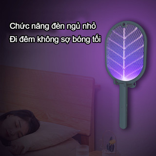 [free Base + Cáp Sạc] Vợt Muỗi Điện Hai Chức Năng Chống Sốc Có Thể Sạc Lại Bằng Cổng usb Dùng Trong Nhà