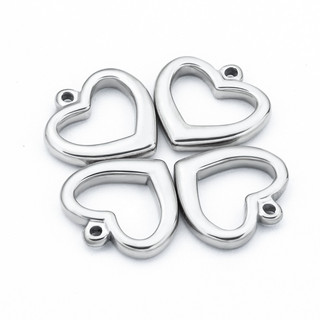 18K Đánh Bóng Vàng / Bạc Trái Tim Rỗng Quyến Rũ Hình Học Mặt Dây Chuyền Thép Không Gỉ DIY Vòng Cổ Vòng Tay Bông Tai Trang Sức Đánh Dấu