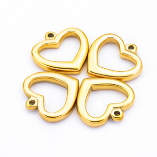 18K Đánh Bóng Vàng / Bạc Trái Tim Rỗng Quyến Rũ Hình Học Mặt Dây Chuyền Thép Không Gỉ DIY Vòng Cổ Vòng Tay Bông Tai Trang Sức Đánh Dấu