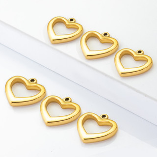 18K Đánh Bóng Vàng / Bạc Trái Tim Rỗng Quyến Rũ Hình Học Mặt Dây Chuyền Thép Không Gỉ DIY Vòng Cổ Vòng Tay Bông Tai Trang Sức Đánh Dấu