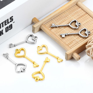 Thép không gỉ 18K Chìa Khóa Vàng Quyến Rũ Cặp Đôi Tình Yêu Mặt Dây Cho Tự Làm Hip Hop Vòng Cổ Vòng Tay Trang Sức Làm Bán Buôn