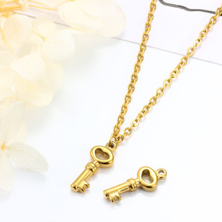 Thép không gỉ Vàng Đánh Bóng Khóa Chìa Khóa Quyến Rũ Cặp Đôi Tình Yêu Mặt Dây Tự Làm Vòng Cổ Vòng Tay Trang Sức Làm Đồ Bán Buôn