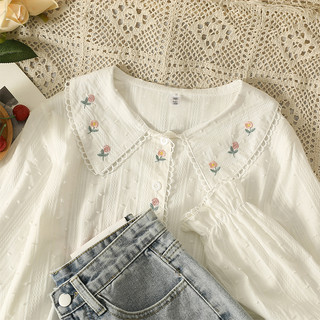 Áo Sơ Mi Dài Tay Thêu Hoa Phong Cách Hàn Quốc baju baju wanita Lenan panjang Hàng Mới Có Sẵn