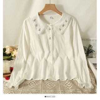 Áo Sơ Mi Dài Tay Thêu Hoa Phong Cách Hàn Quốc baju baju wanita Lenan panjang Hàng Mới Có Sẵn
