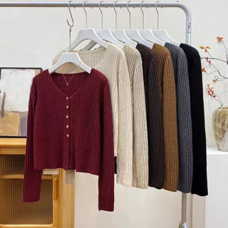 Áo Khoác cardigan Dệt Kim Tay Dài Cổ Chữ v Dáng Ôm Phong Cách Hàn Quốc Thời Trang Cho Nữ