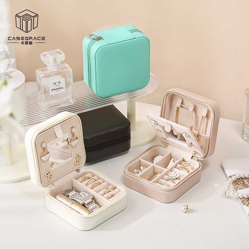 Hộp Đựng Đồ Trang Sức CASEGRACE Chất Liệu Da Pu Có Gương Soi Thích Hợp Mang Đi Du Lịch