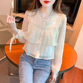 Áo Kiểu Tay Dài Cổ Tròn Dáng Rộng Thời Trang retro Hàn Quốc Cho Nữ