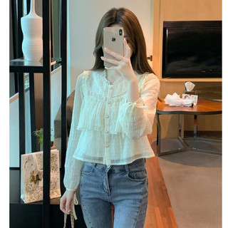 Áo Kiểu Tay Dài Cổ Tròn Dáng Rộng Thời Trang retro Hàn Quốc Cho Nữ