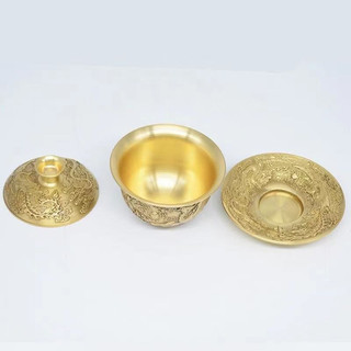 Cốc Trà 02219 Bát Để Xe Sancai Bát Khoảng 110ml Đồng Nhà Để Xe Bát Nướng Bát Trà Cung Điện Rồng Sang Trọng Phượng Hoàng Nổi Bát Trà Đồng Sancai Bát Nhà Vàng Khắc Đồng Đồ Trang Trí Đồng