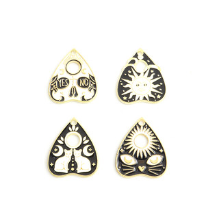 Set 10 Mặt Vòng cổ Hợp Kim Màu Trắng Đen Hình Mèo / Mặt Trăng / Trái Tim Phong Cách punk Sáng Tạo diy Cho Nam Và Nữ