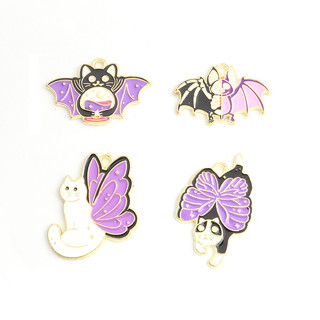 Set 10 Mặt Vòng cổ Hợp Kim Hình Mèo Dơi Có Cánh Sáng Tạo diy
