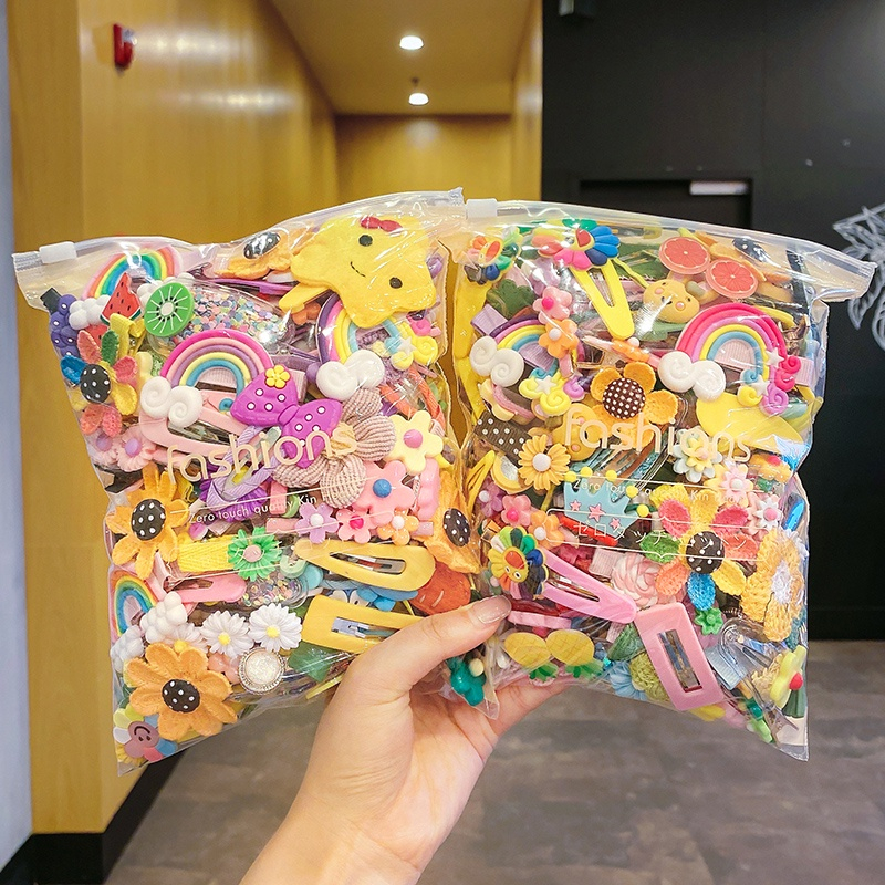 Set 20 Kẹp Tóc Nơ / Trái Tim Thời Trang Cho Bé Gái