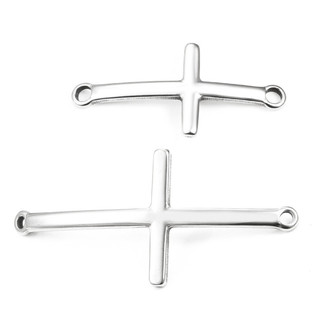 Mặt dây chuyền chéo hai lỗ bằng thép không gỉ để làm đồ trang sức DIY