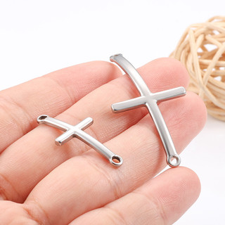 Mặt dây chuyền chéo hai lỗ bằng thép không gỉ để làm đồ trang sức DIY
