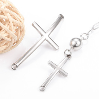Mặt dây chuyền chéo hai lỗ bằng thép không gỉ để làm đồ trang sức DIY