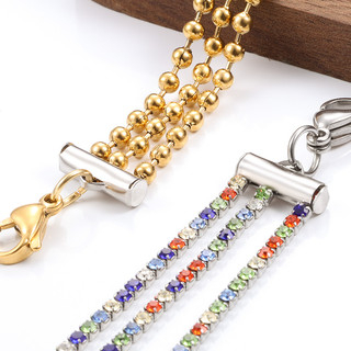 5 Chiếc Thép Không Gỉ Uốn Đầu Hạt Trượt Cuối Khóa Có Dây Xích Khóa Ống Thanh Trượt Đầu Mũ Kết Nối Cho DIY Trang Sức Làm