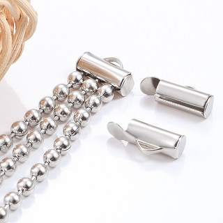 5 Chiếc Thép Không Gỉ Uốn Đầu Hạt Trượt Cuối Khóa Có Dây Xích Khóa Ống Thanh Trượt Đầu Mũ Kết Nối Cho DIY Trang Sức Làm