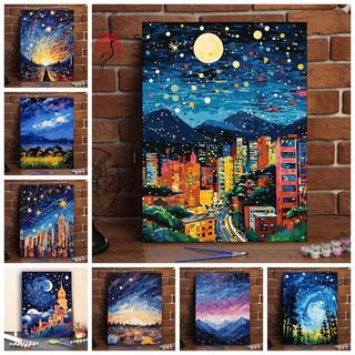 MOZI✨Bầu trời đầy sao mới 40*50CM tranh tô màu theo số tranh số hoá anime tranh sơn dầu số hoá tranh số hóa tranh sơn dầu số  sơn acrylic  tranh số hoáBộ Tranh Sơn Dầu diy Họa Tiết Bầu Trời Đầy Sao Dành Cho Trang Trí Phòng Khách