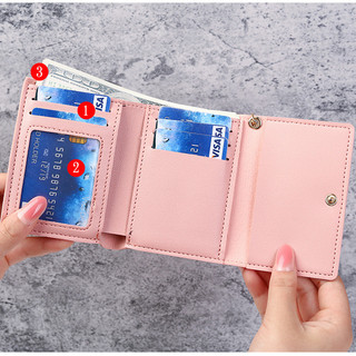 Ví Da Gấp Ba mini Thời Trang Cao Cấp Cho Nữ