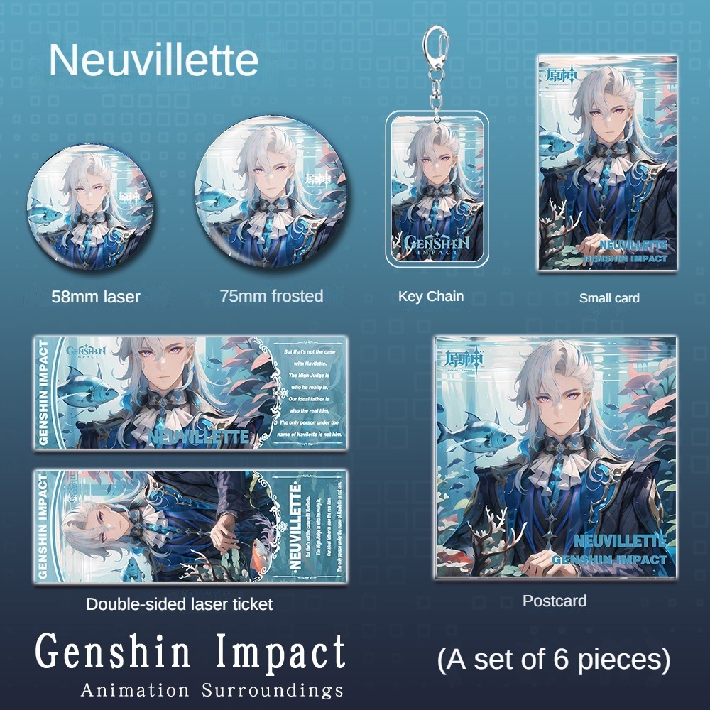 Genshin Impact Bộ Quà Tặng gồm Chìa khóa Keychain Badge, Thẻ nhỏ Mini ...
