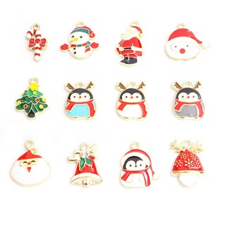 Set 10 Mặt Vòng cổ Hợp Kim Chủ Đề Giáng Sinh Nhiều Màu Sắc Dễ Thương Làm Quà Tặng diy