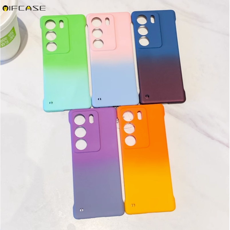 Ốp Điện Thoại Cứng Nhám Không Viền Dọc Màu gradient Cho vivo v29 v27 x90 x80 x70 pro plus v27e 5g