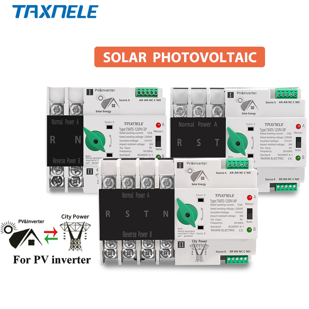 2p 3P 4P ATS 63A 100A 125A PV Biến Tần Nguồn Kép Tự Động Chuyển Chọn ...
