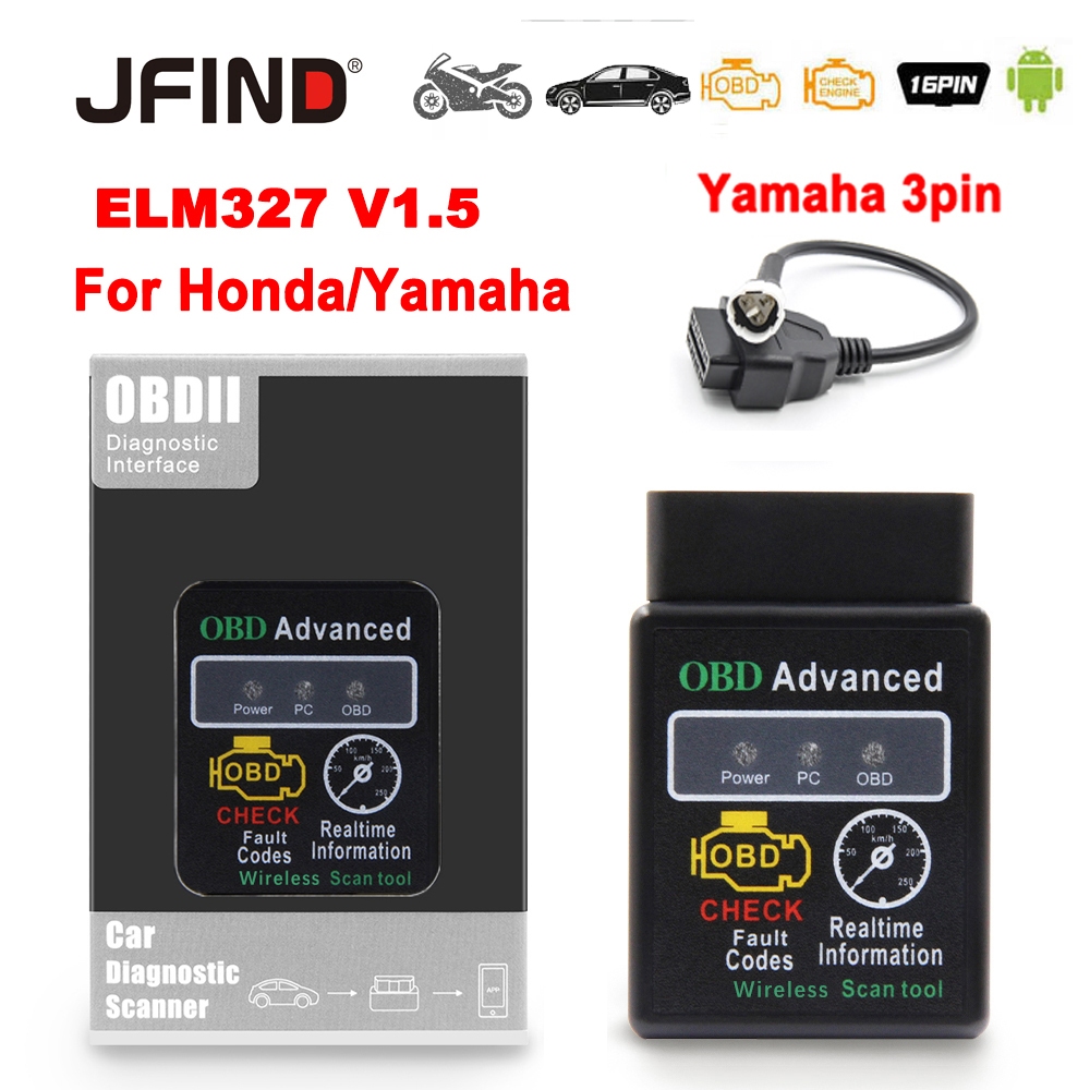 YAMAHA Cáp Kết Nối bluetooth elm327 v1.5 3pin Sang 16pin obd2 Cho Xe Mô Tô honda obd 2 elm 327