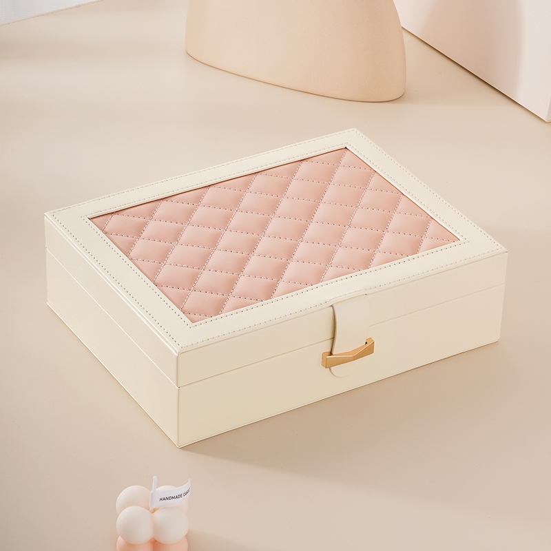 Casegrace Hộp Đựng Trang Sức / Đồng Hồ / Trang Sức Bằng Da pu Phối Nhung Cỡ Lớn Tiện Dụng