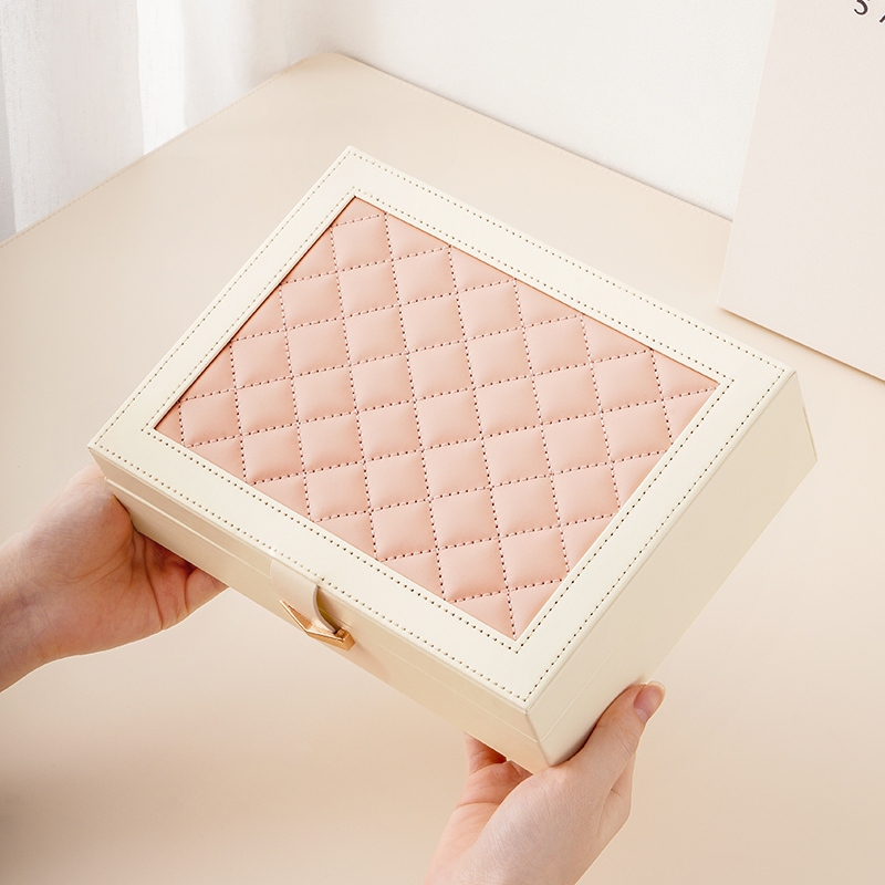 Casegrace Hộp Đựng Trang Sức / Đồng Hồ / Trang Sức Bằng Da pu Phối Nhung Cỡ Lớn Tiện Dụng