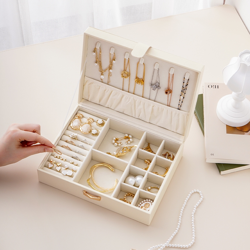 Casegrace Hộp Đựng Trang Sức / Đồng Hồ / Trang Sức Bằng Da pu Phối Nhung Cỡ Lớn Tiện Dụng