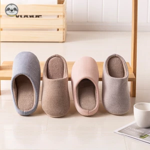 Dép đi trong nhà phong cách Nhật Bản Muji, vải twill, chống nước, lót lông cừu êm ái