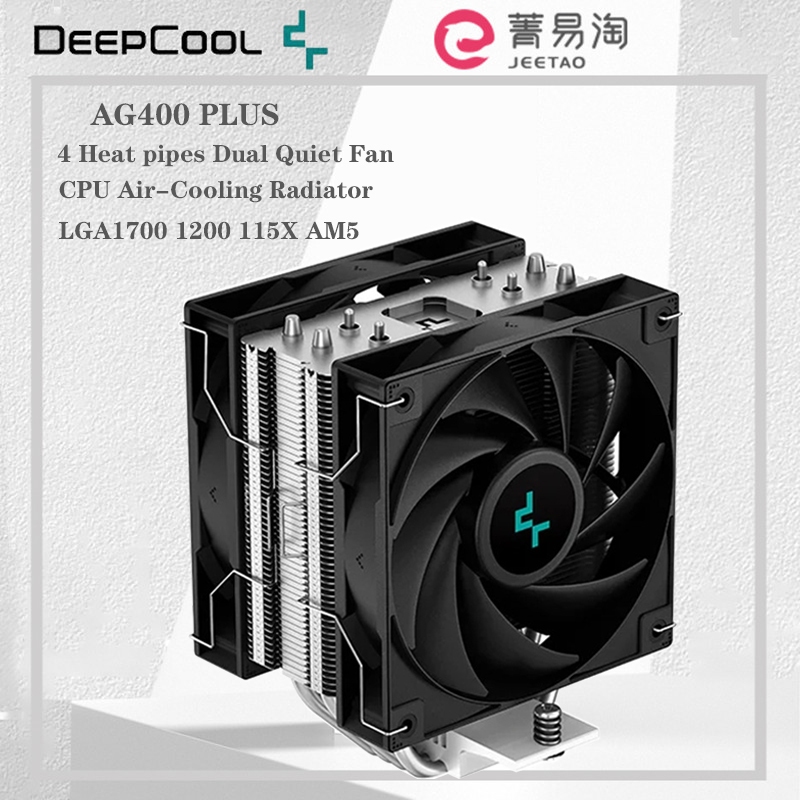 DEEPCOOL AG400 PLUS 4 Heat Pipe CPU Air Cooler 4PIN PWM Dual Fan ...