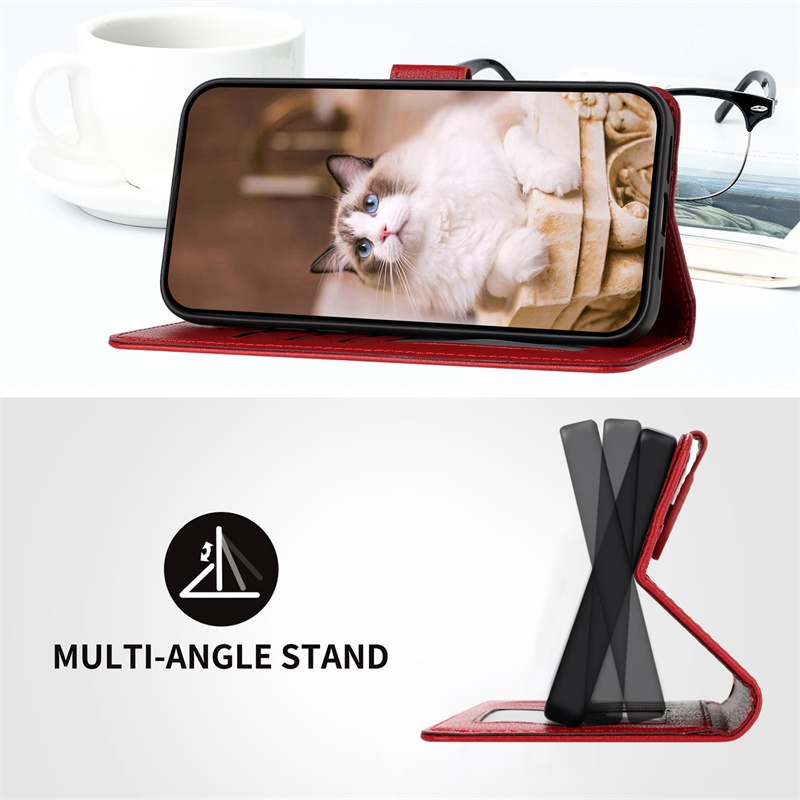 Flip Case Cho iPhone 15 14 Plus Pro Max Bao Da Ví Đựng Thẻ Đứng Hoạt Hình Dễ Thương Vỏ Điện Thoại