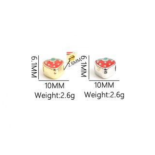 Set 10 Hạt Xỏ Lỗ Hình Trái Dâu Màu Đỏ Dễ Thương Dùng Để Làm Đồ Trang Sức Thủ Công / Vòng Đeo Tay / Vòng cổ