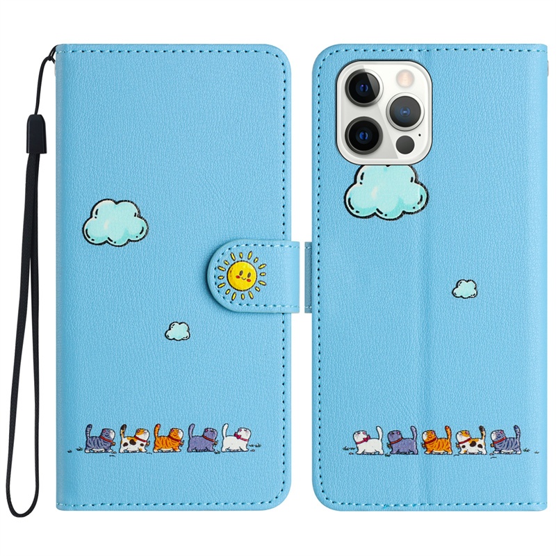 Flip Case Cho iPhone 13 12 Mini 11 Pro Max Bao Da Ví Đựng Thẻ Đứng Hoạt Hình Dễ Thương Vỏ Điện Thoại