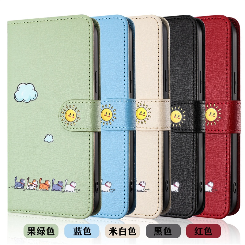 Flip Case Cho iPhone 13 12 Mini 11 Pro Max Bao Da Ví Đựng Thẻ Đứng Hoạt Hình Dễ Thương Vỏ Điện Thoại
