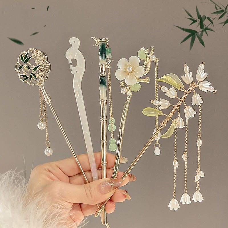 Kẹp tóc tua rua hoa, style cổ điển Hàn Quốc