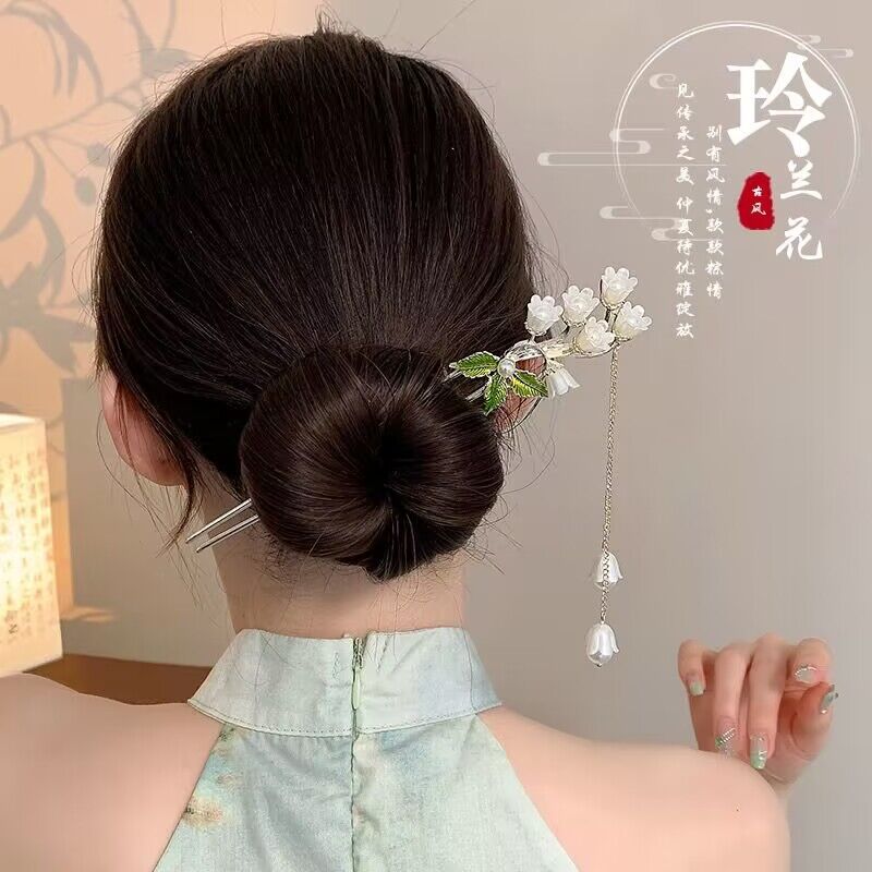 Kẹp tóc tua rua hoa, style cổ điển Hàn Quốc
