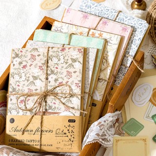 Set 30 tờ giấy in hoa phong cách vintage trang trí sổ lưu niệm