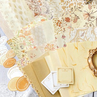 Set 30 tờ giấy in hoa phong cách vintage trang trí sổ lưu niệm